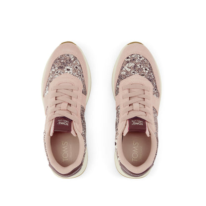 TRVL LITE Retro Runner Sneaker - Water Repellent Seashell Floral Print Top View
