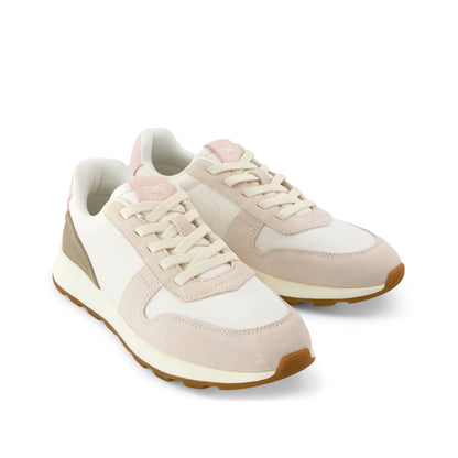 TRVL LITE Retro Runner Sneaker - Water Repellent Cream Vintage Twill Front View