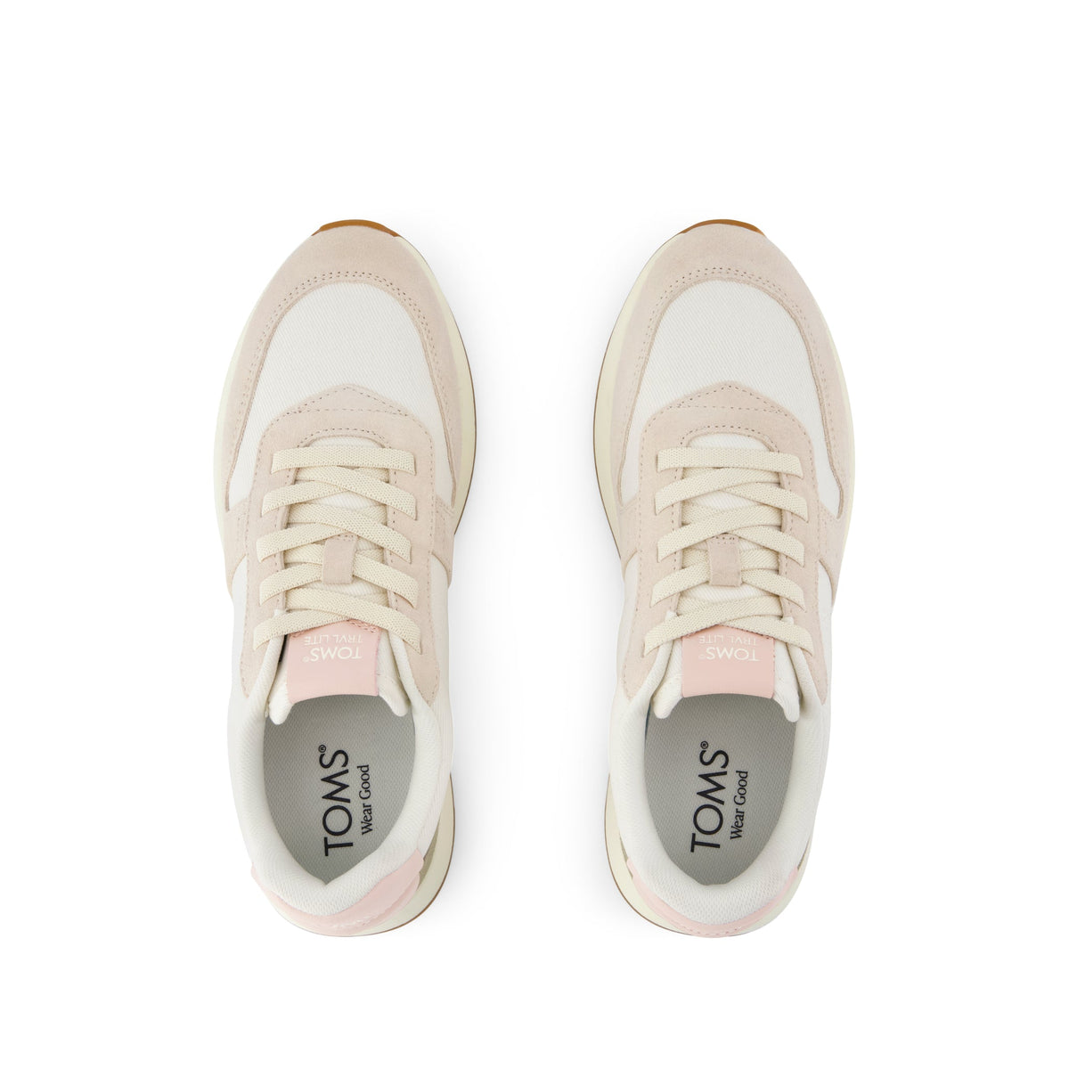 TRVL LITE Retro Runner Sneaker - Water Repellent Cream Vintage Twill Top View
