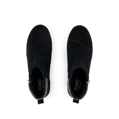 Percy Mid Platform Sneaker - Water Resistant Black Suede Top View