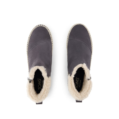 Percy Mid Platform Sneaker - Water Resistant Forged Iron Suede w/ Faux Fur Top View