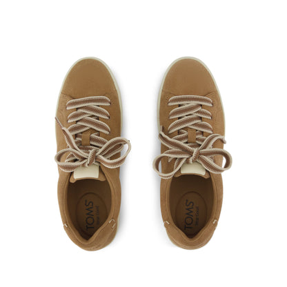 Rea Lace-Up Platform Sneaker - Toffee Suede Top View