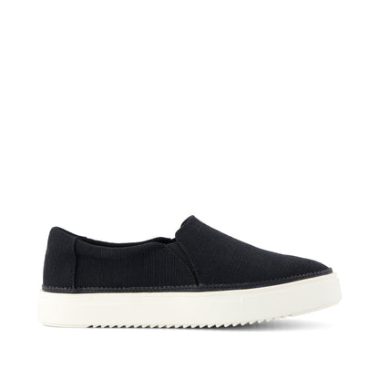 Emily Slip On Sneaker - Black Heritage Canvas Side View