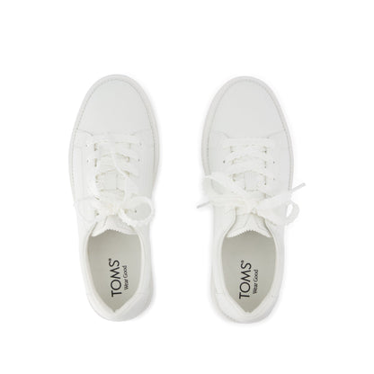 Izzy Lace-Up Sneaker - White Faux Leather Top View