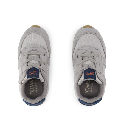TRVL LITE Retro Runner Toddler Sneaker - Water Repellent Grey Vintage Twill Top View
