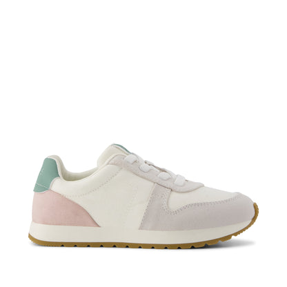 TRVL LITE Retro Runner Kids Sneaker - Water Repellent Multi Egret Vintage Twill Side View