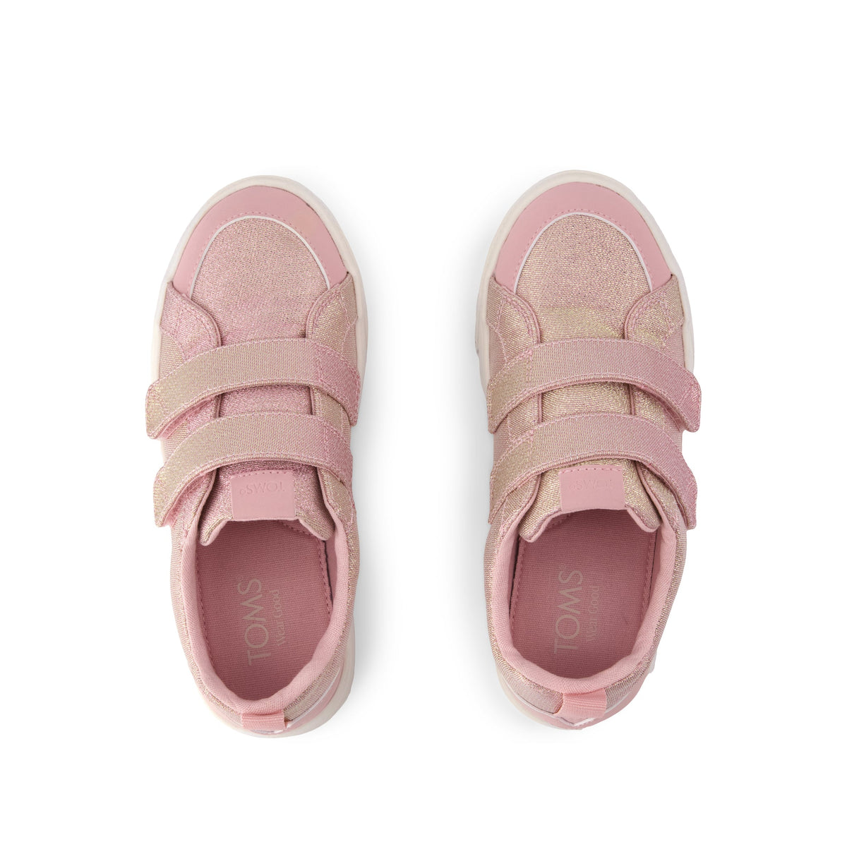 Cruz Double Strap Kids Sneaker - Pink Quartz Iridescent Woven Top View