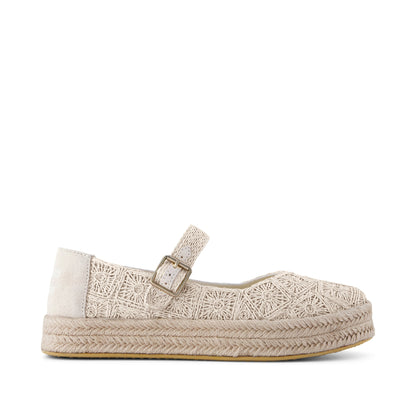 Carolina Mary Jane Espadrille - Undyed Floral Raffia Side View