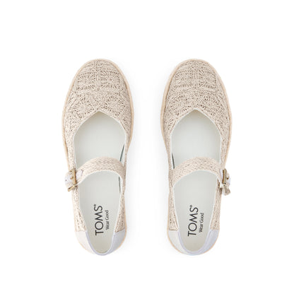 Carolina Mary Jane Espadrille - Undyed Floral Raffia Top View