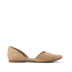 Gemma D'Orsay Flat - Taupe Metallic Crosshatch Suede Side View
