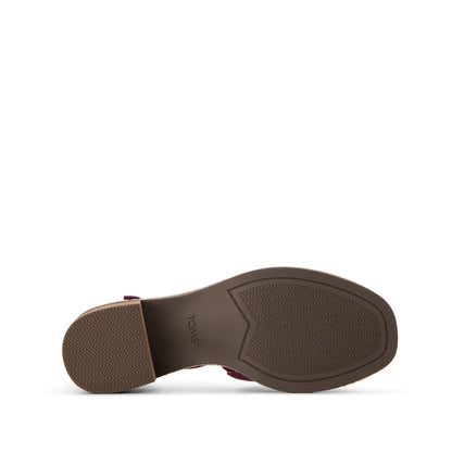 Ines Heel - Burgundy Nubuck Leather Bottom Sole View
