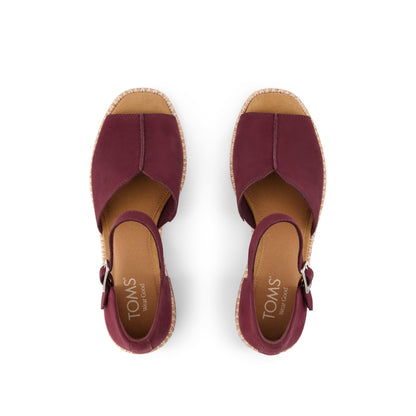 Ines Heel - Burgundy Nubuck Leather Top View