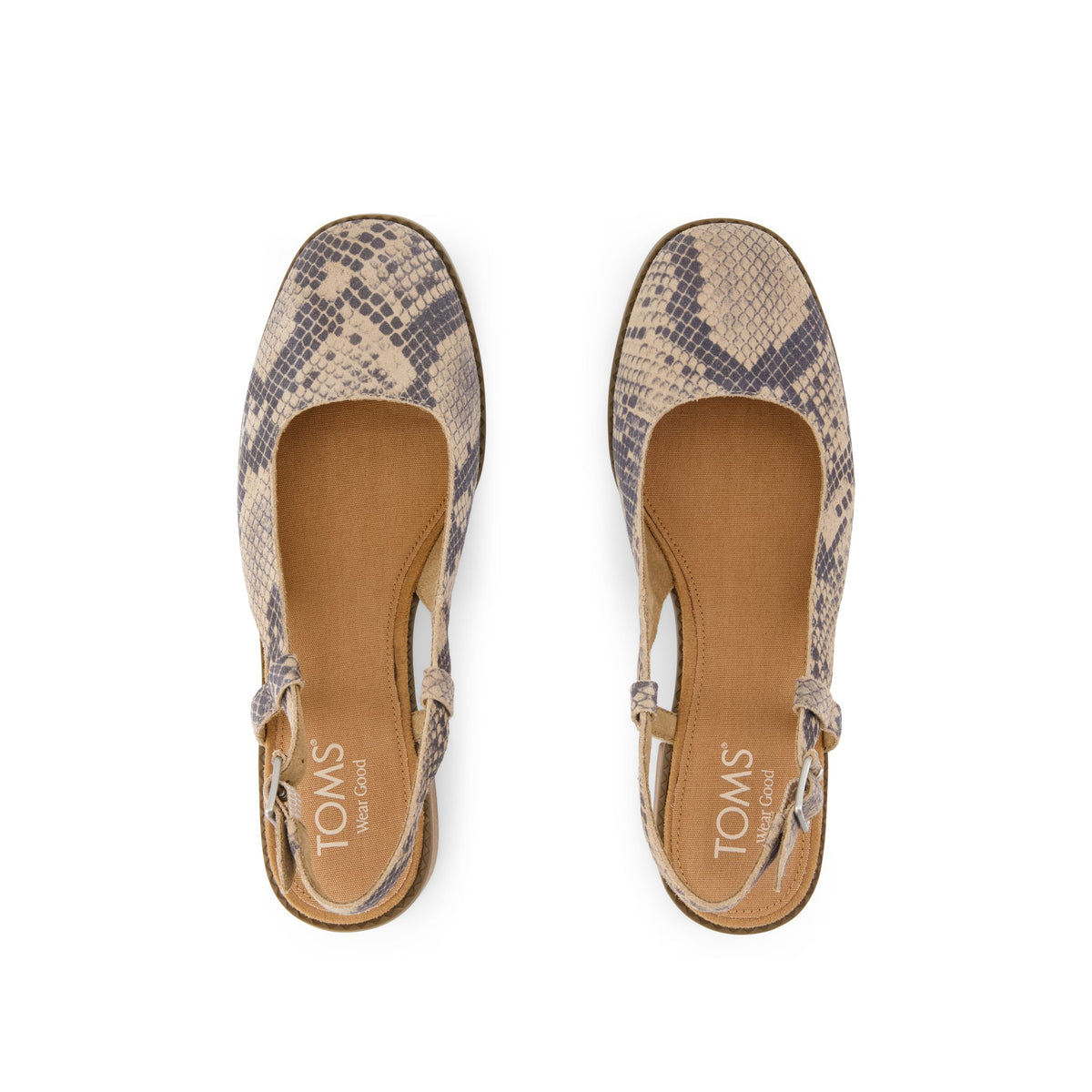 Jaclyn Slingback Heel - Taupe Snake Print Suede Top View