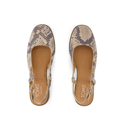 Jaclyn Slingback Heel - Taupe Snake Print Suede Top View