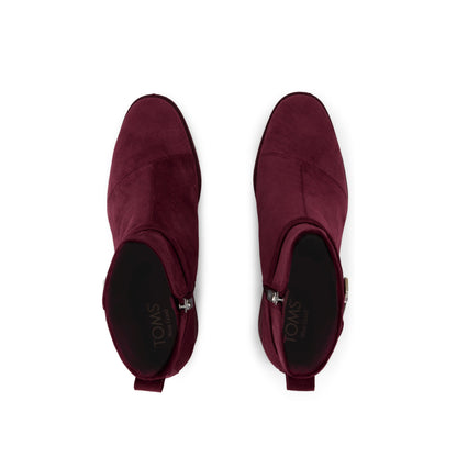 Delilah Buckle Ankle Boot - Dark Burgundy Suede Top View