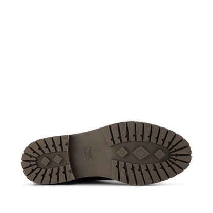 Bennet Boot - Water Resistant Chocolate Brown Nubuck Leather w/ Faux Fur Bottom Sole View