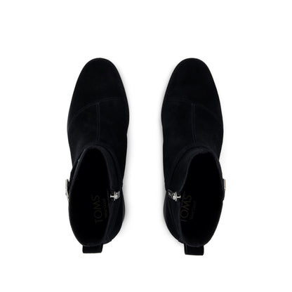 Delilah Buckle Ankle Boot - Black Suede Top View