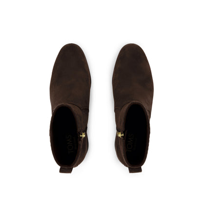 Delilah Heeled Boot - Water Repellent Chocolate Brown Suede Top View