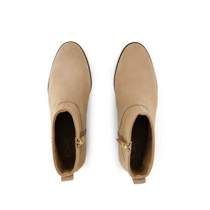 Elia Ankle Boot - Water Resistant Taupe Suede Top View