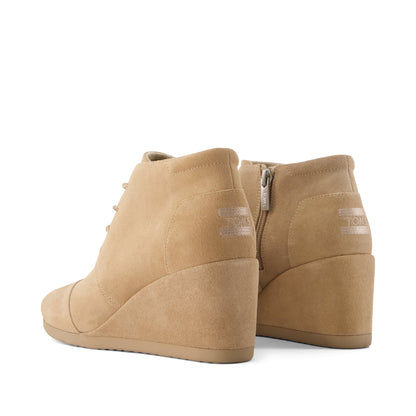 Desert Wedge Ankle Bootie - Taupe Suede Back View