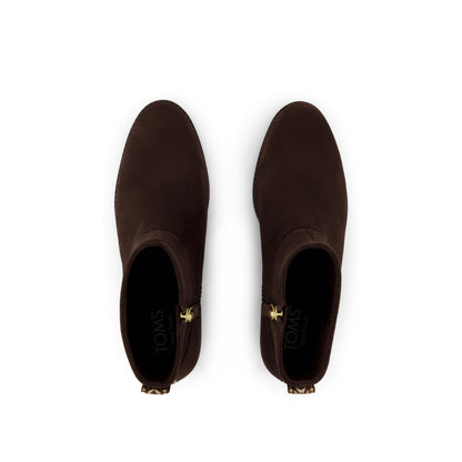 Elia Ankle Boot - Water Resistant Chocolate Brown Suede Top View