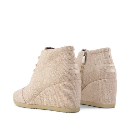 Desert Wedge Ankle Bootie - Natural Shimmer Twill Back View