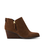 Goldie Wedge Ankle Bootie - Hot Cocoa Suede Side View