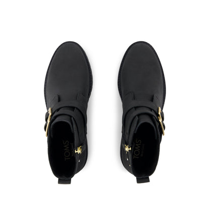 Simone Ankle Boot - Water Resistant Black Nubuck Leather w/ Studs Top View