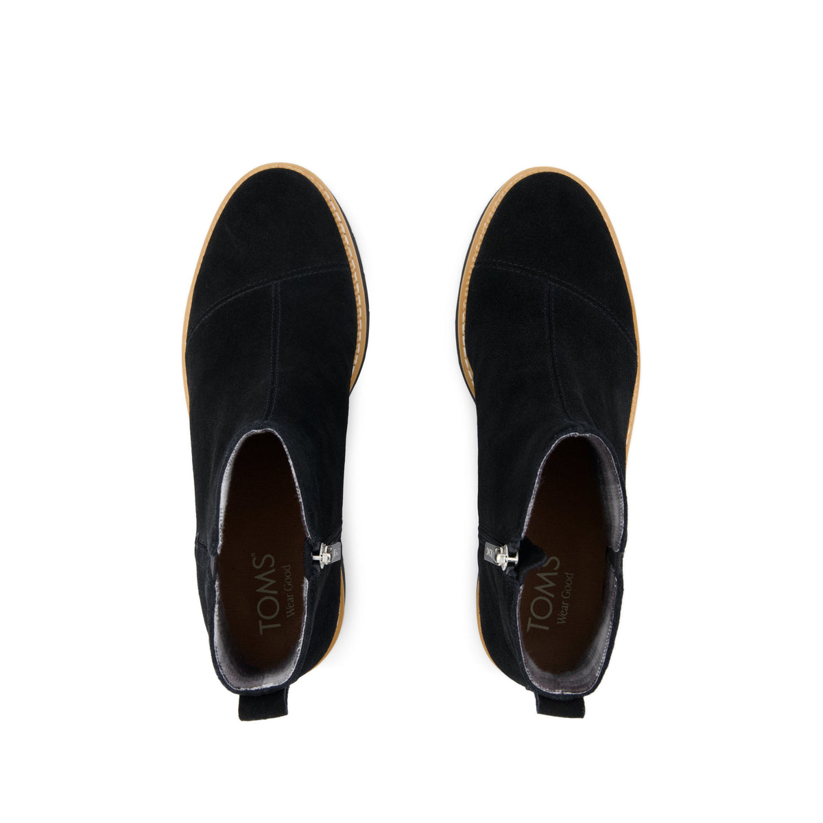 Mina Wedge Boot - Water Repellent Black Suede Top View