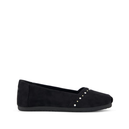 Alpargata Ballet Flat - Black Microsuede Side View