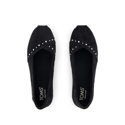 Alpargata Ballet Flat - Black Microsuede Top View