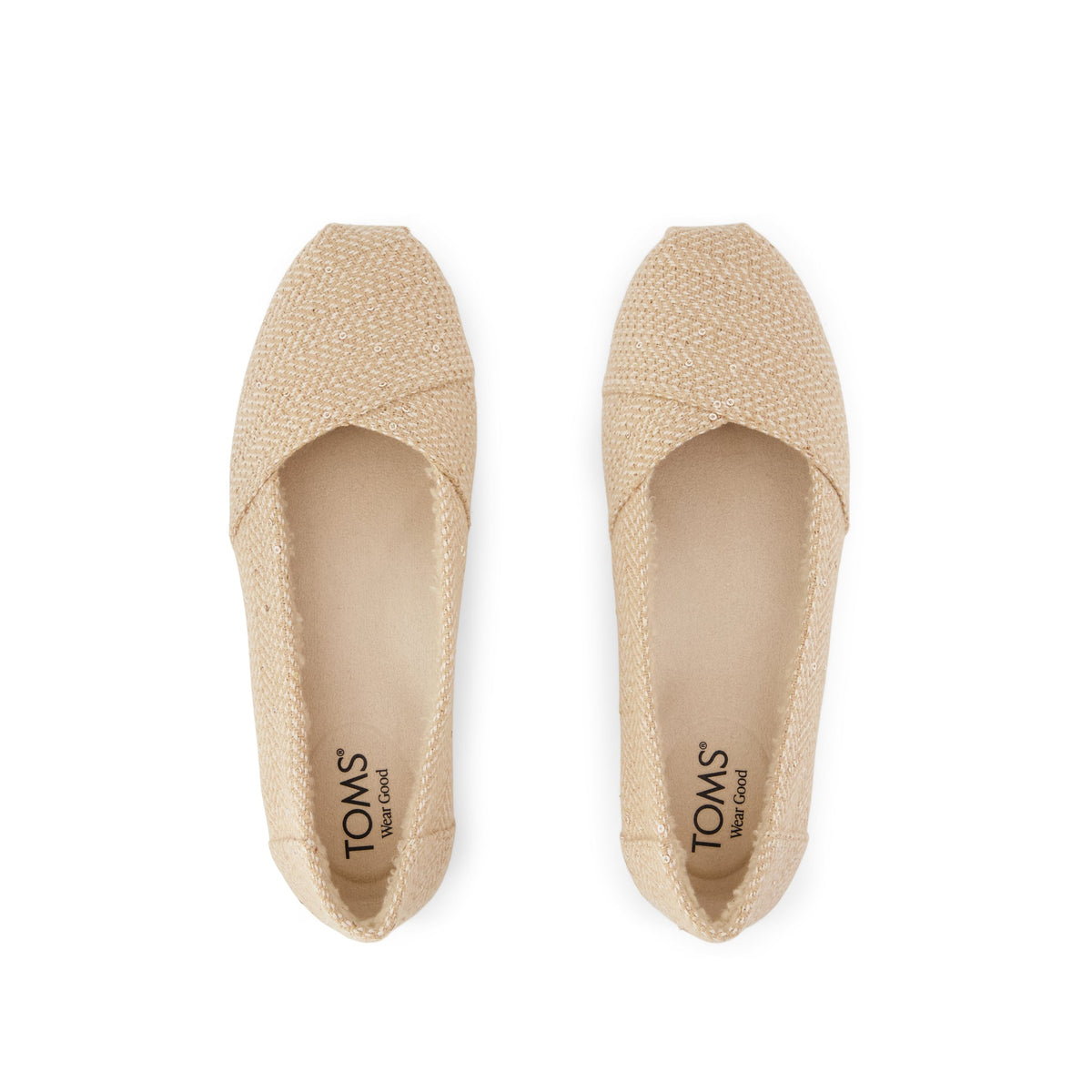 Alpargata Ballet Flat - Oatmeal Sequin Herringbone w/ Faux Shearling Top View