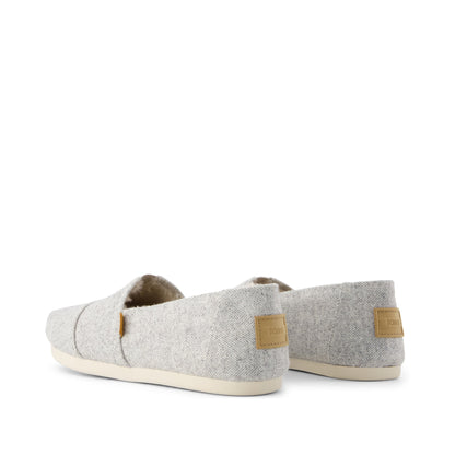 Alpargata Classic - Light Grey Heritage Herringbone w/ Faux Fur Back View