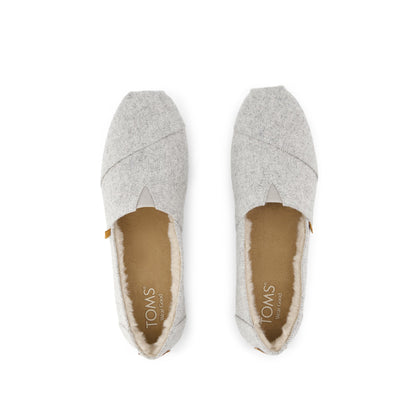 Alpargata Classic - Light Grey Heritage Herringbone w/ Faux Fur Top View