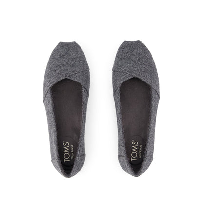 Alpargata Ballet Flat - Charcoal Heritage Herringbone w/ Faux Shearling Top View