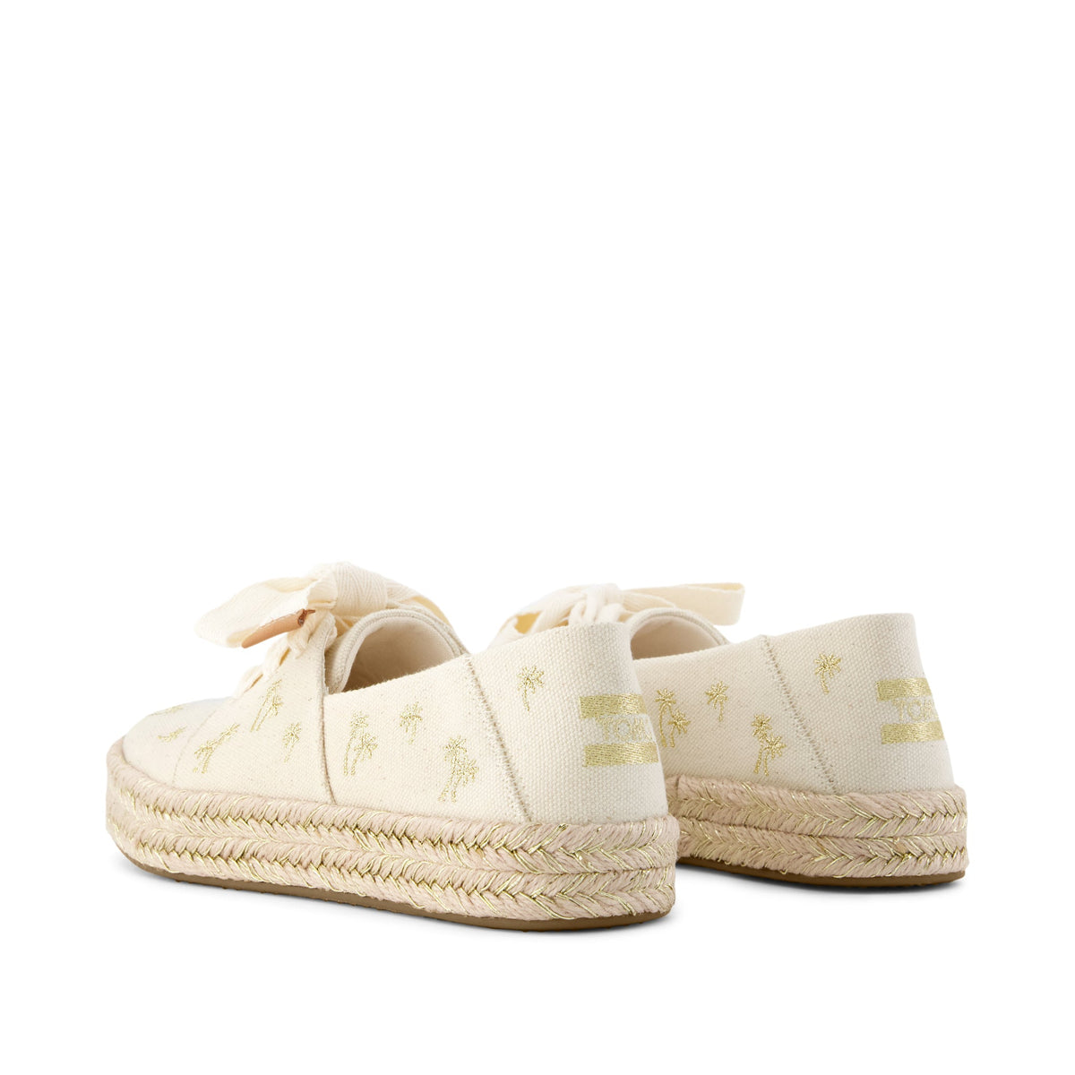 Carolina Lace-Up Espadrille - Metallic Embroidered Palm Trees Back View