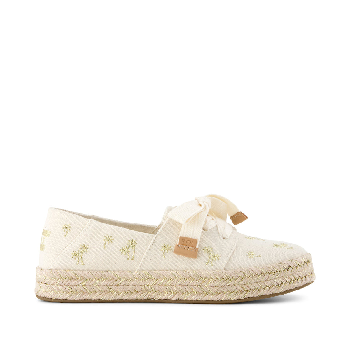 Carolina Lace-Up Espadrille - Metallic Embroidered Palm Trees Side View