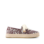 Carolina Lace-Up Espadrille - Burgundy Floral Print Side View