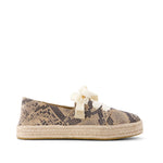 Carolina Lace-Up Espadrille - Taupe Snake Print Suede Side View