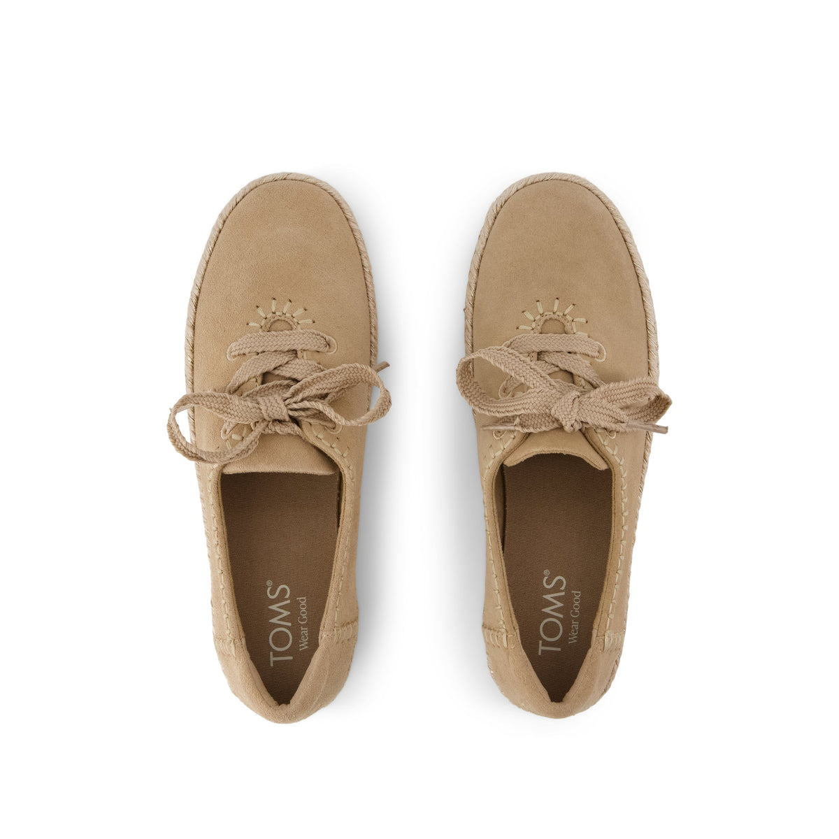 Valencia Lace-Up Platform Espadrille - Taupe Deco Stitch Suede Top View