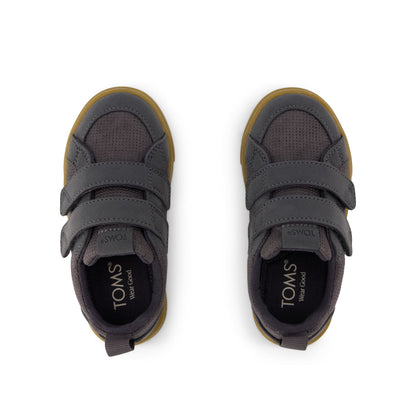 Cruz Double Strap Toddler Sneaker - Forged Iron Deboss Suede Top View