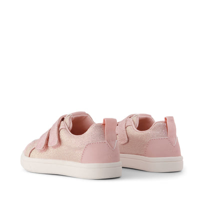 Cruz Double Strap Toddler Sneaker - Pink Quartz Iridescent Woven Back View