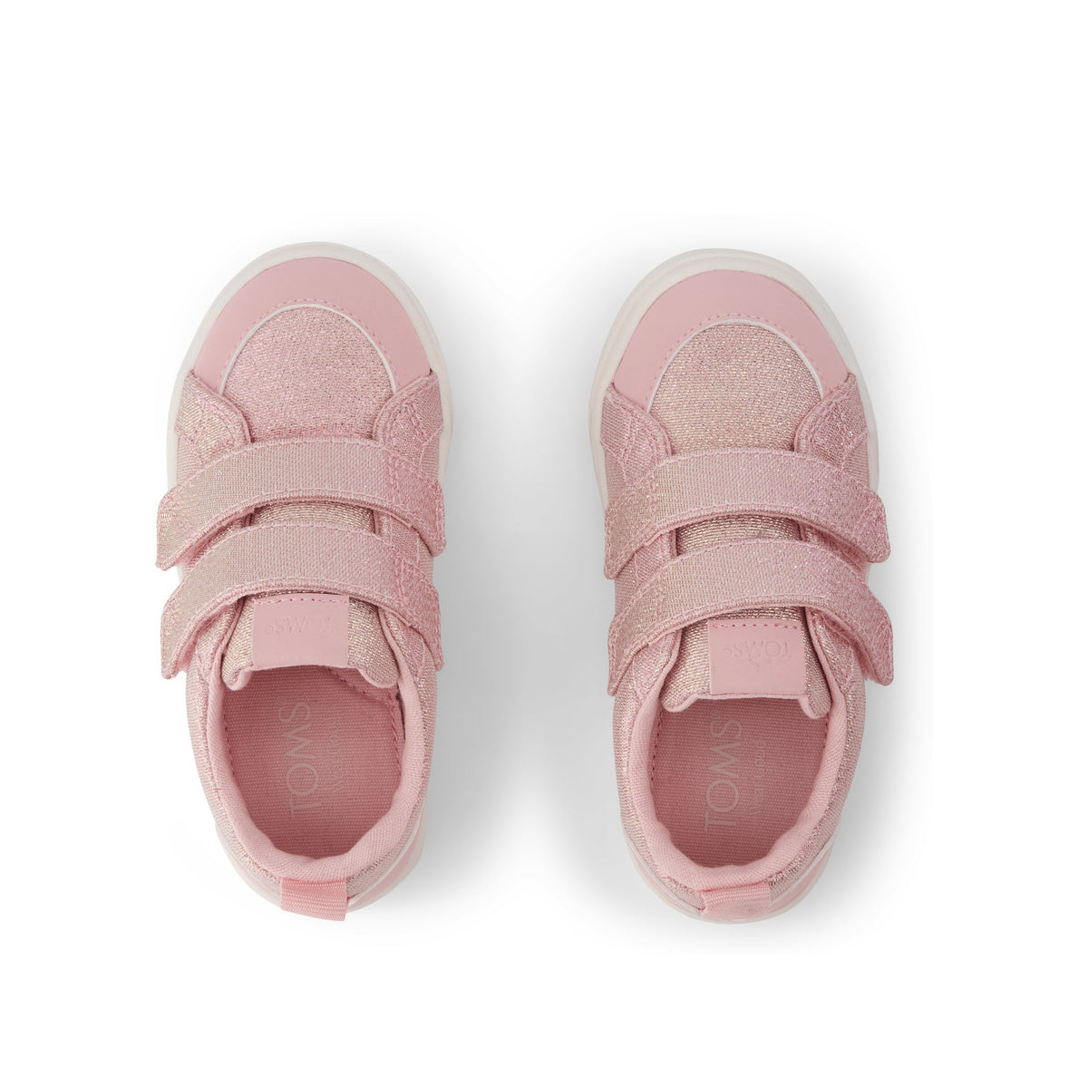 Cruz Double Strap Toddler Sneaker - Pink Quartz Iridescent Woven Top View