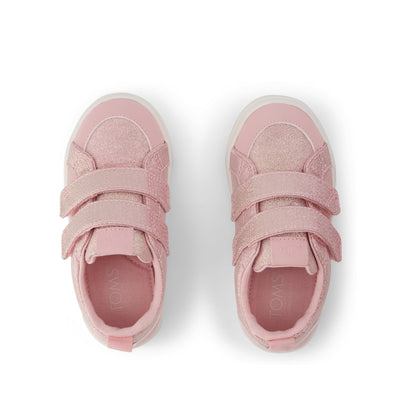 Cruz Double Strap Toddler Sneaker - Pink Quartz Iridescent Woven Top View