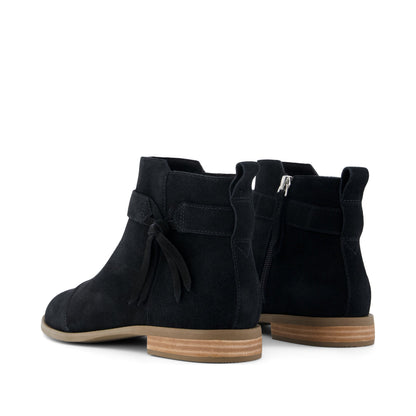 Stacey Ankle Bootie - Black Suede Back View