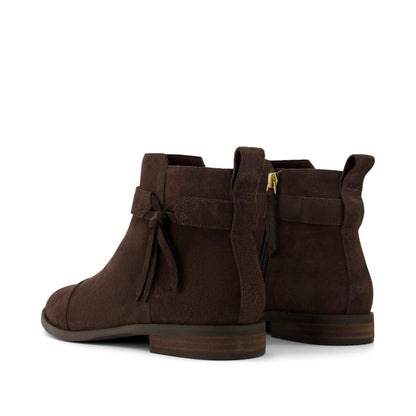 Stacey Ankle Bootie - Chocolate Brown Suede Back View