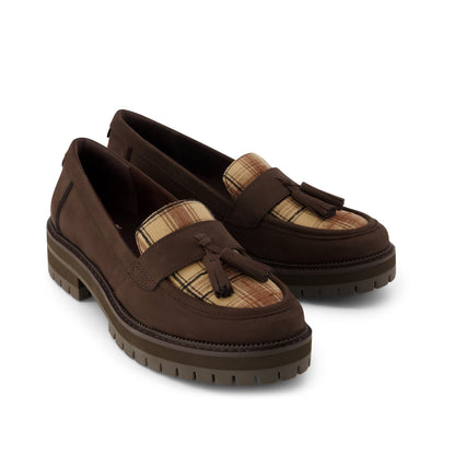 Cara Tassel Loafer - Chocolate Brown Palid Front View
