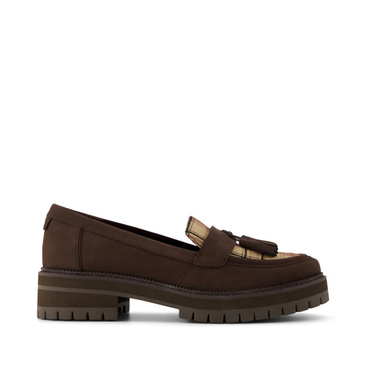 Cara Tassel Loafer - Chocolate Brown Palid Side View