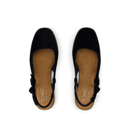 Jaclyn Slingback Bow Heel - Black Kid Suede Top View