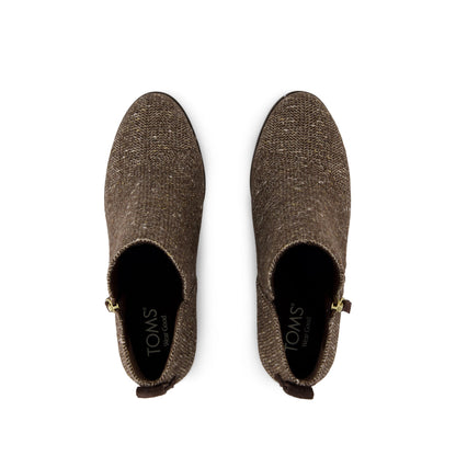 Goldie Wedge Ankle Bootie - Metallic Twill Chocolate Brown Top View